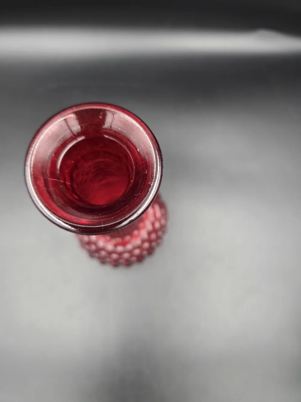 Red Hobnail Bud Vase - Decorative Glass Accent